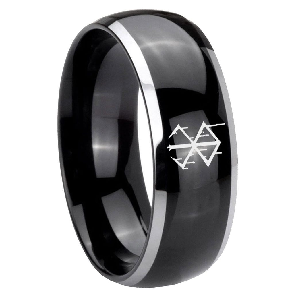 8mm Stigma Sangrando Berserk Inspired Dome Two Tone Black Mens Tungsten Ring