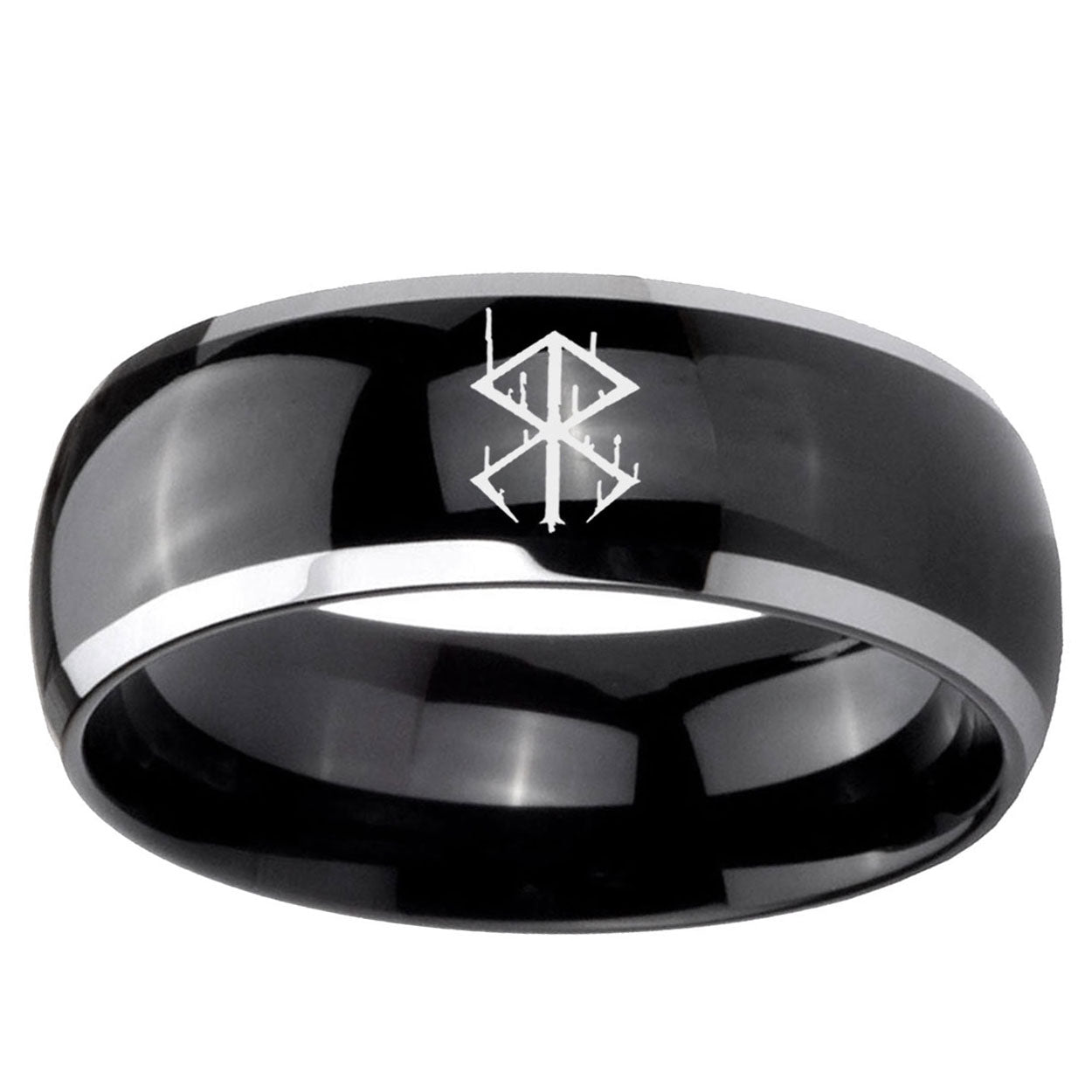5mm Stigma Sangrando Berserk Inspired Dome Two Tone Black Mens Tungsten Ring