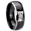 8mm Zelda Link Dome Two Tone Black Mens Tungsten Ring