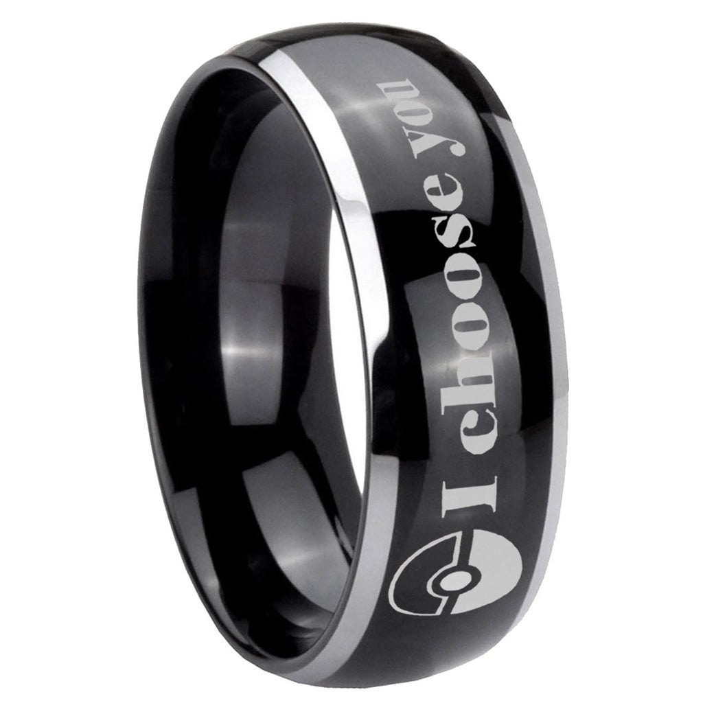 8mm Pokeball Pokemon Dome Two Tone Black Mens Tungsten Ring