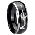8mm kingdom heart keyblades Dome Two Tone Black Mens Tungsten Ring