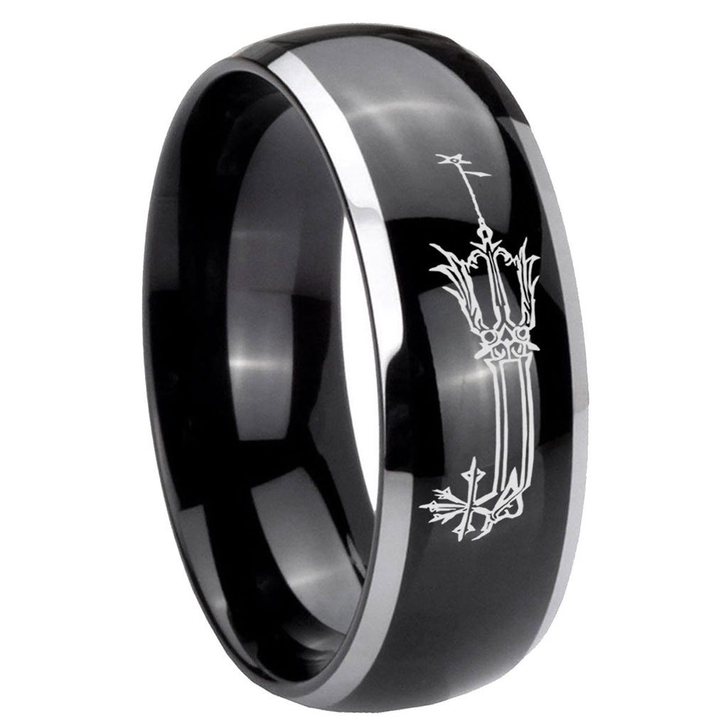 8mm Geekery Oathkeeper Kingdom Hearts Dome Two Tone Black Mens Tungsten Ring