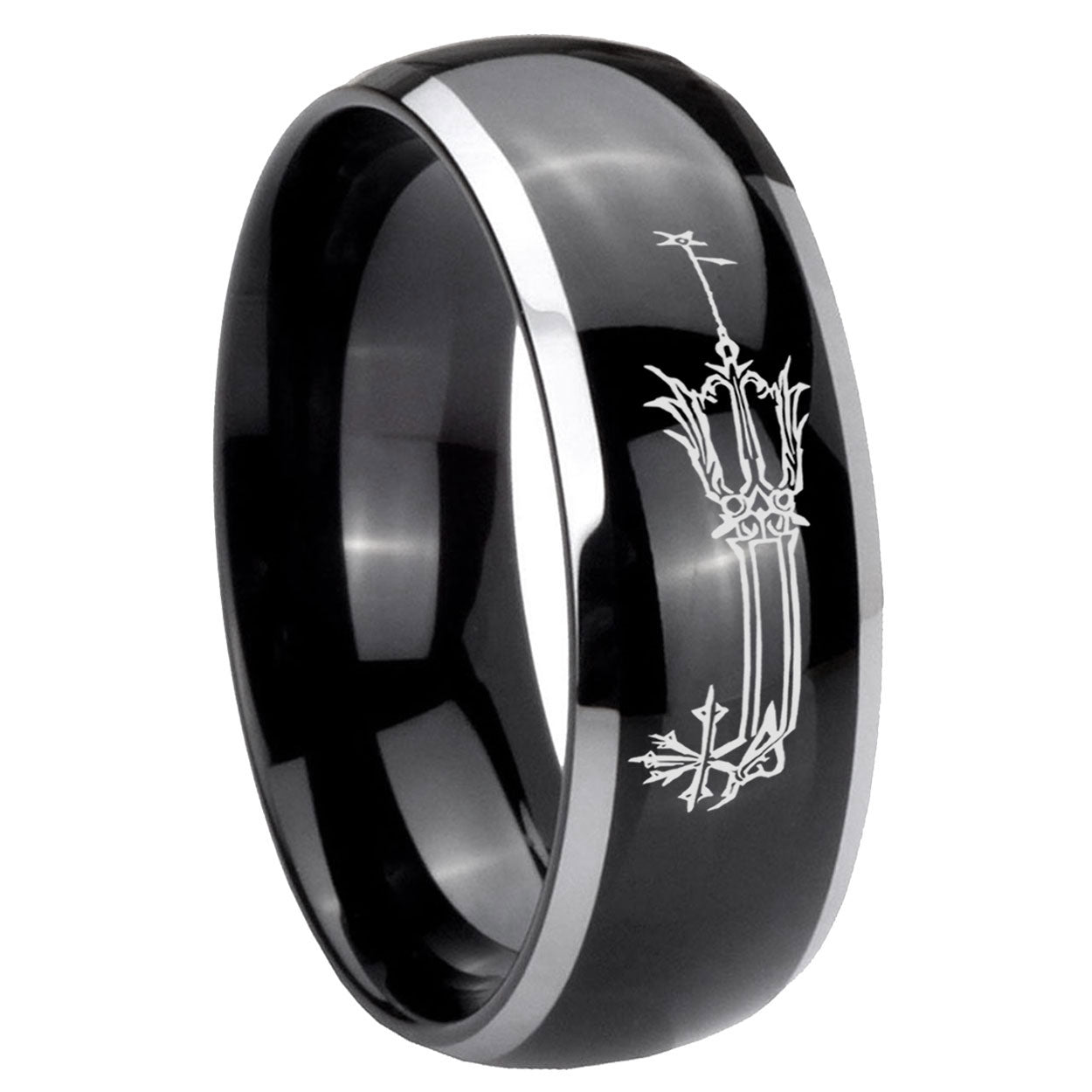8mm Geekery Oathkeeper Kingdom Hearts Dome Two Tone Black Mens Tungsten Ring