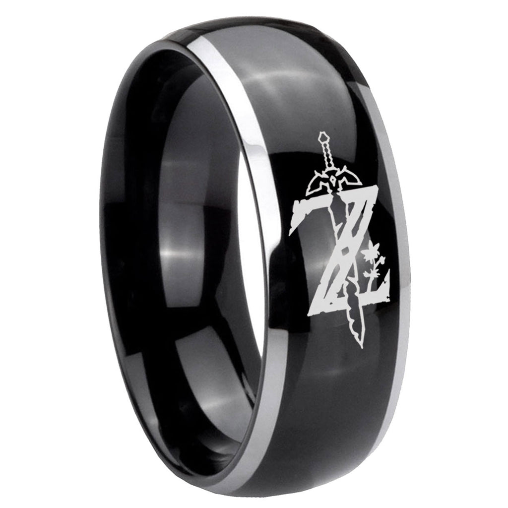 8mm Zelda Breath Of The Wild Dome Two Tone Black Mens Tungsten Ring