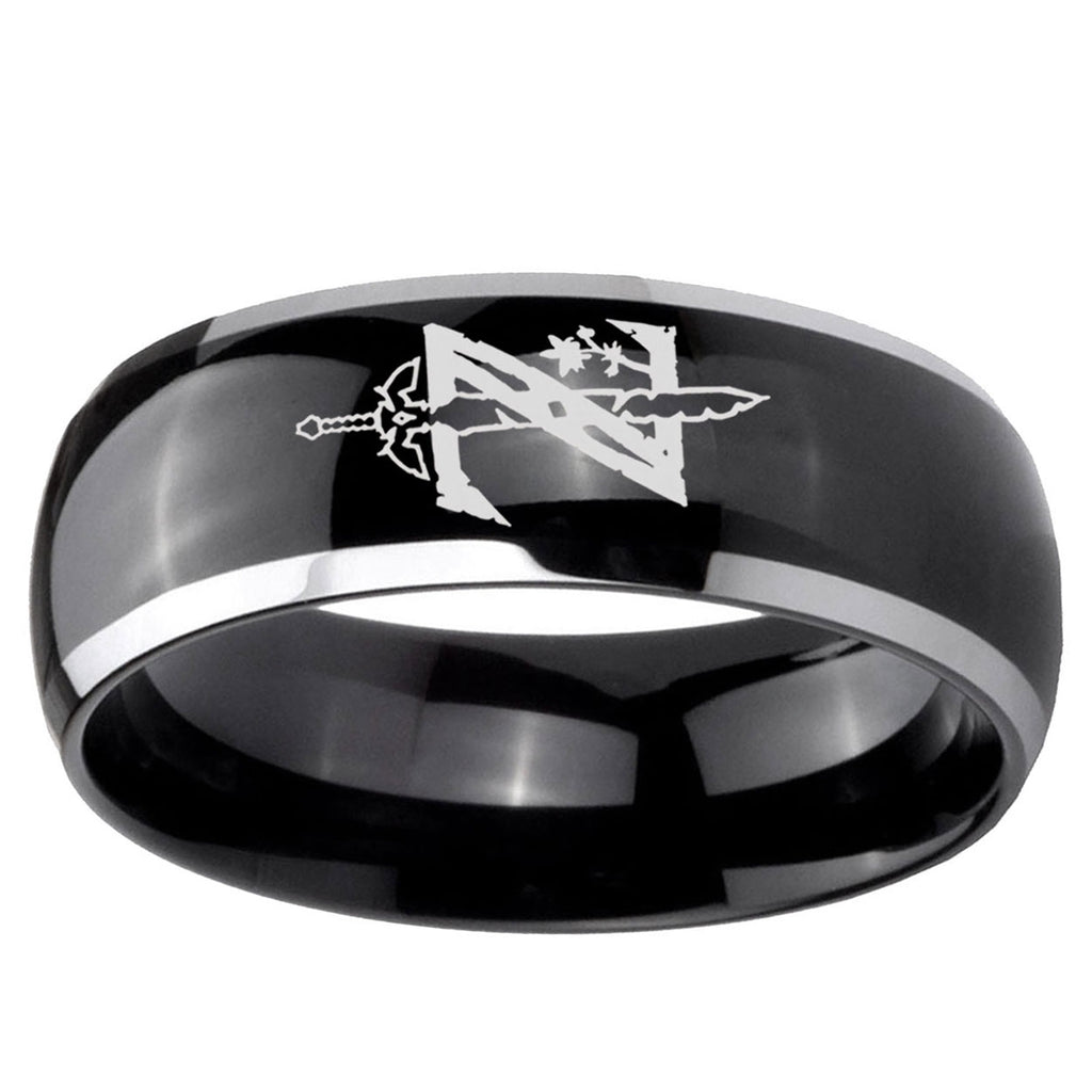5mm Zelda Breath Of The Wild Dome Two Tone Black Mens Tungsten Ring