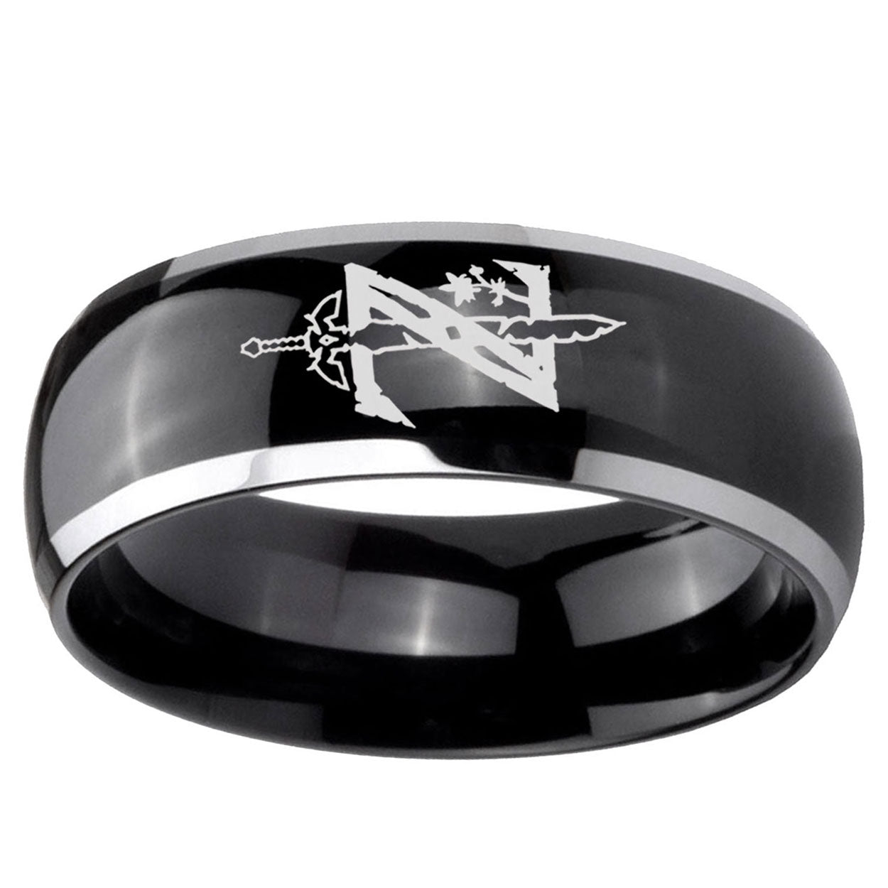 5mm Zelda Breath Of The Wild Dome Two Tone Black Mens Tungsten Ring