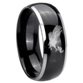 8mm Flying American Eagle Dome Two Tone Black Mens Tungsten Ring
