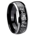 8mm Viking Dome Two Tone Black Mens Tungsten Ring