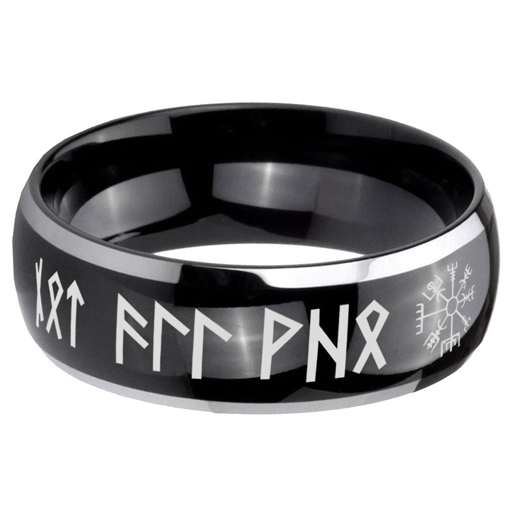 5mm Viking Dome Two Tone Black Mens Tungsten Ring