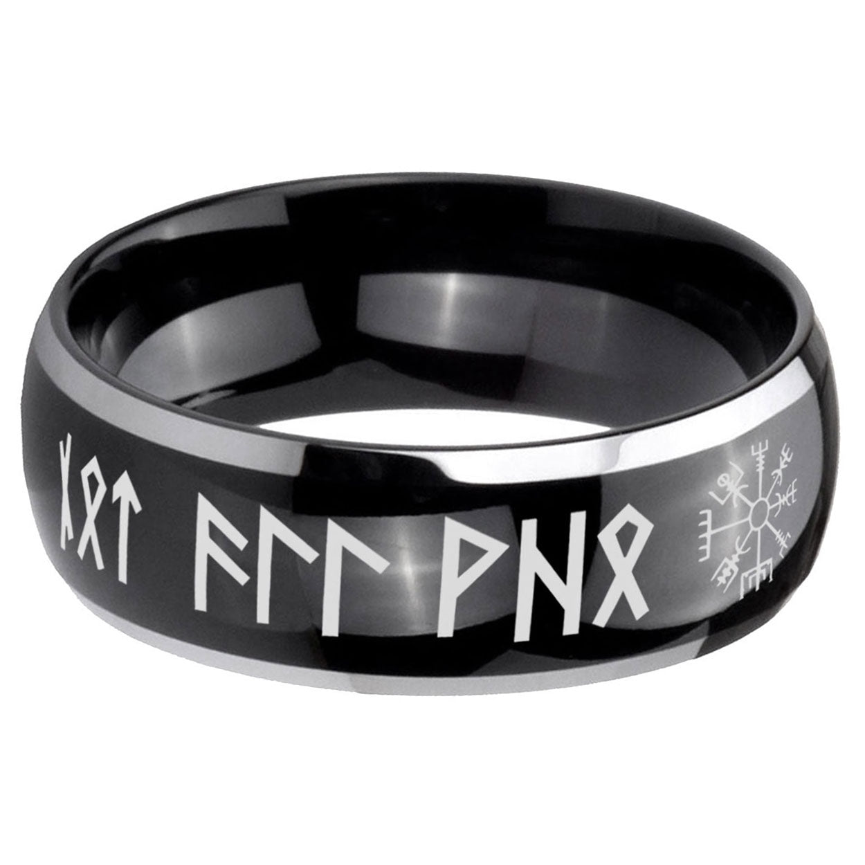 5mm Viking Dome Two Tone Black Mens Tungsten Ring