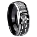 8mm Circuit Board Dome Two Tone Black Mens Tungsten Ring