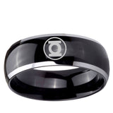 5, 8mm Green Lantern Dome Two Tone Black Tungsten Carbide Ring