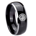 8mm Black Lantern Dome Two Tone Black Tungsten Ring For Him