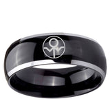 5, 8mm Gray Lantern Dome Two Tone Black Metal Wedding Bands