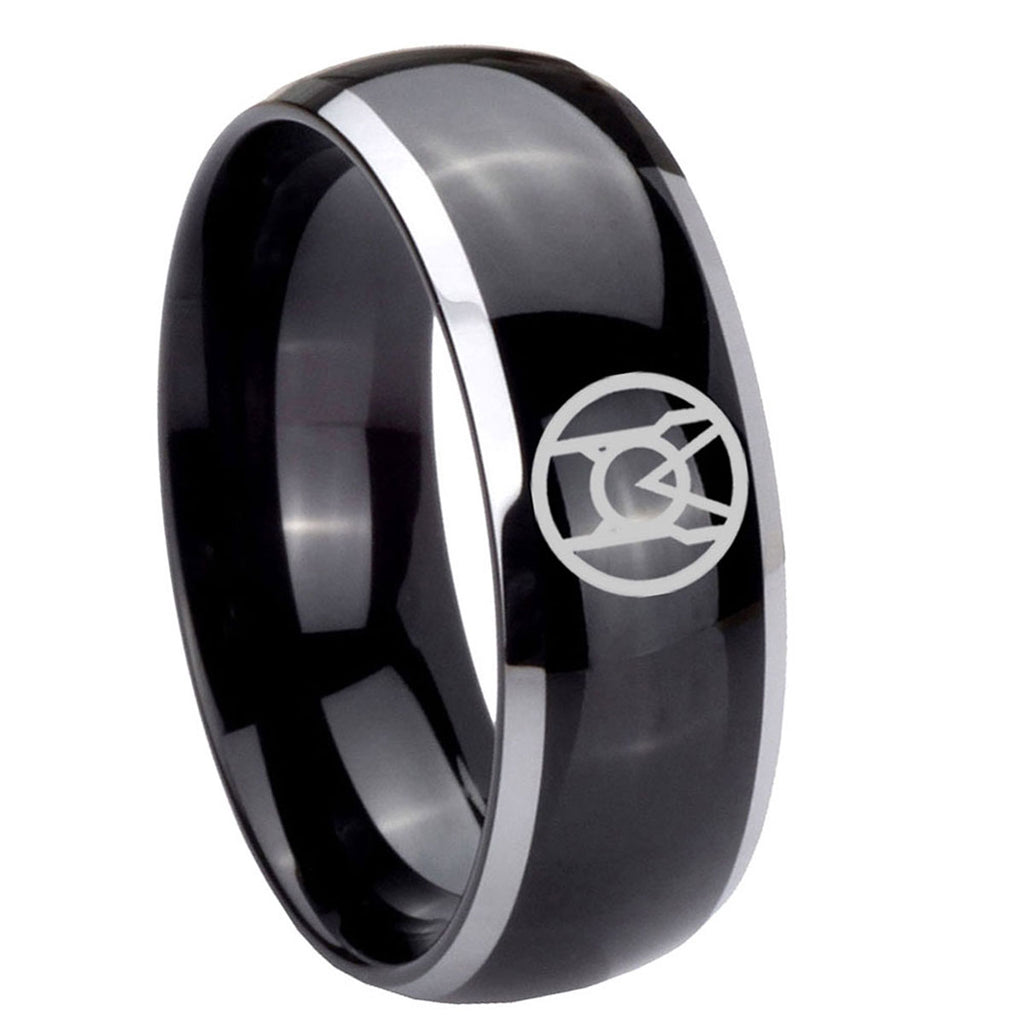 8mm Larfleeze Green Lantern Dome Two Tone Black Mens Tungsten Ring