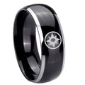 8mm Star Sapphire Lantern Dome Two Tone Black Mens Tungsten Ring