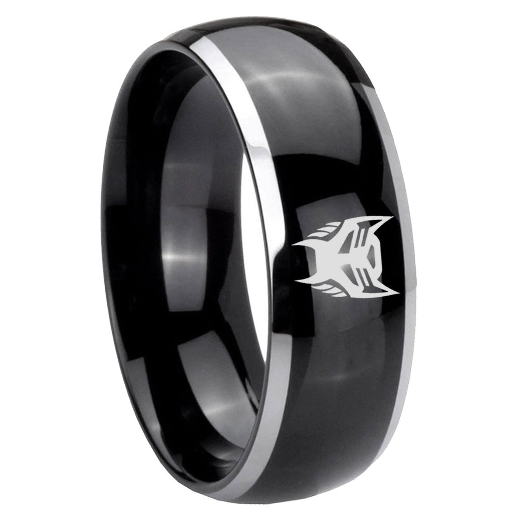 8mm Transformers Insignias Dome Two Tone Black Mens Tungsten Ring