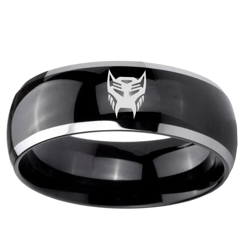 5mm Transformers Insignias Dome Two Tone Black Mens Tungsten Ring
