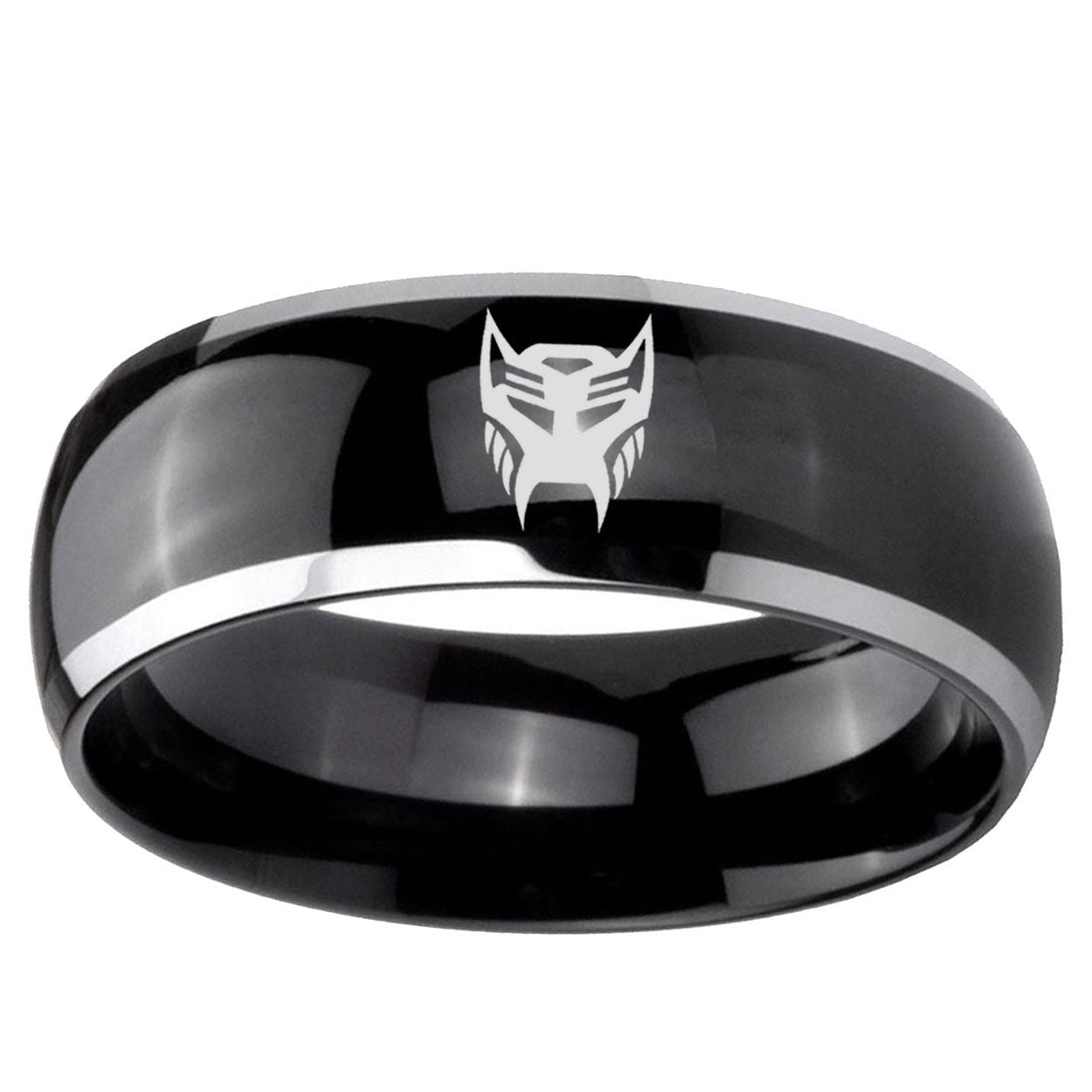 5mm Transformers Insignias Dome Two Tone Black Mens Tungsten Ring