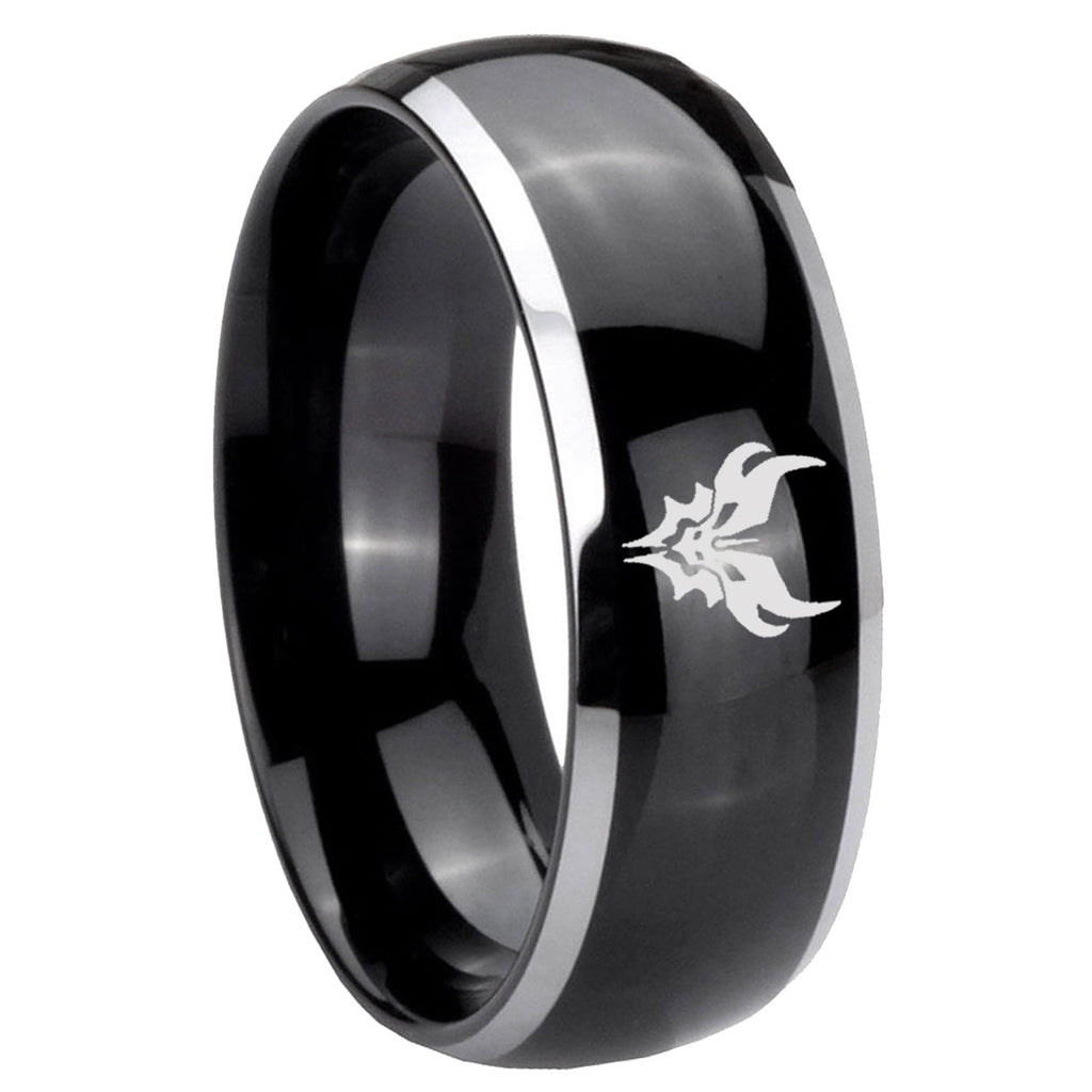 8mm Transformers Shatterback Dome Two Tone Black Mens Tungsten Ring