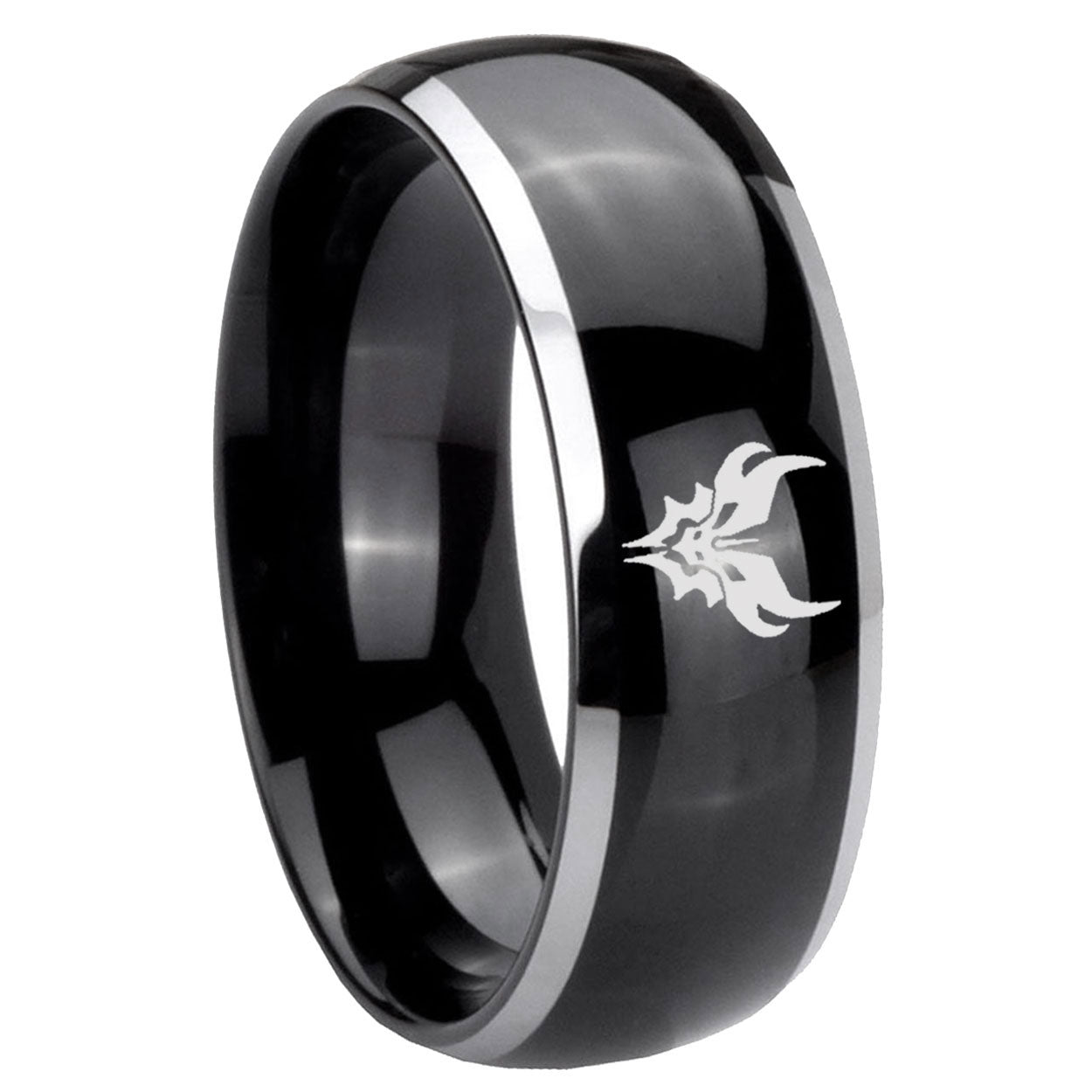 8mm Transformers Shatterback Dome Two Tone Black Mens Tungsten Ring