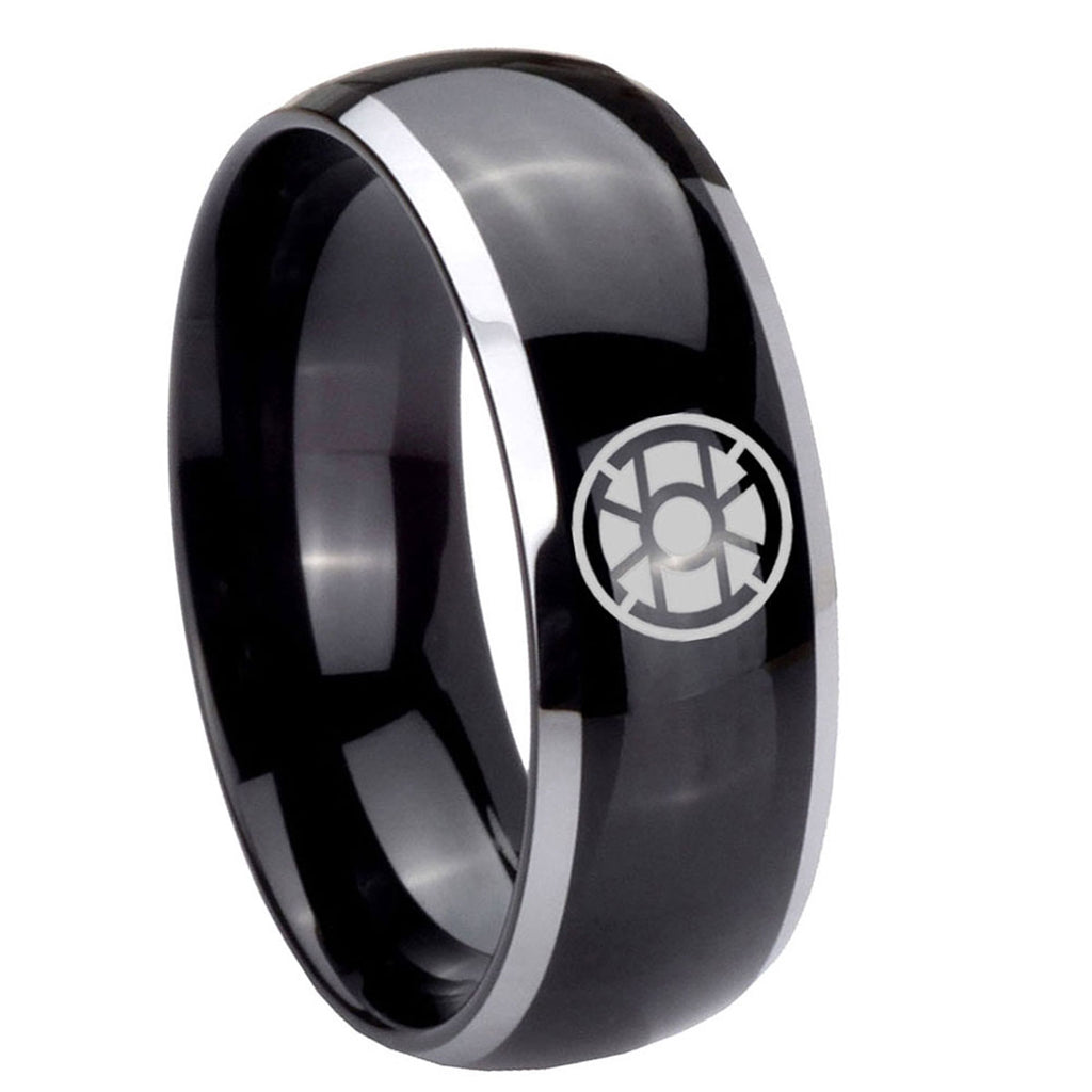 8mm Gold Lantern Dome Two Tone Black Mens Tungsten Ring