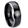 8mm Gold Lantern Dome Two Tone Black Mens Tungsten Ring