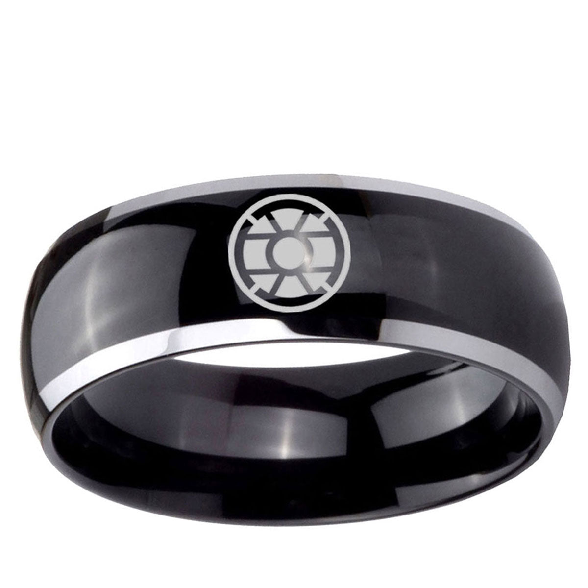 5mm Gold Lantern Dome Two Tone Black Mens Tungsten Ring