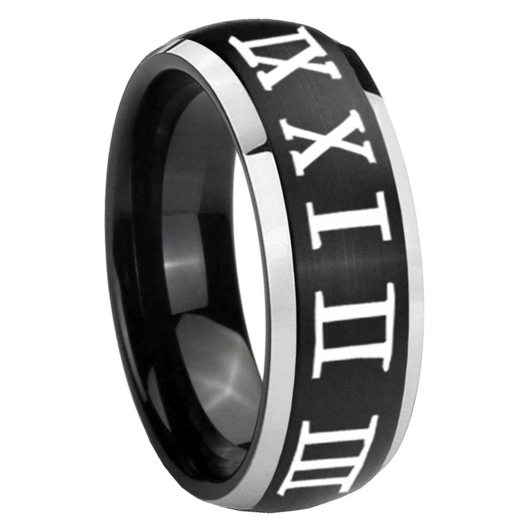 Etched Tribal Pattern Tungsten Carbide Engagement Ring Set