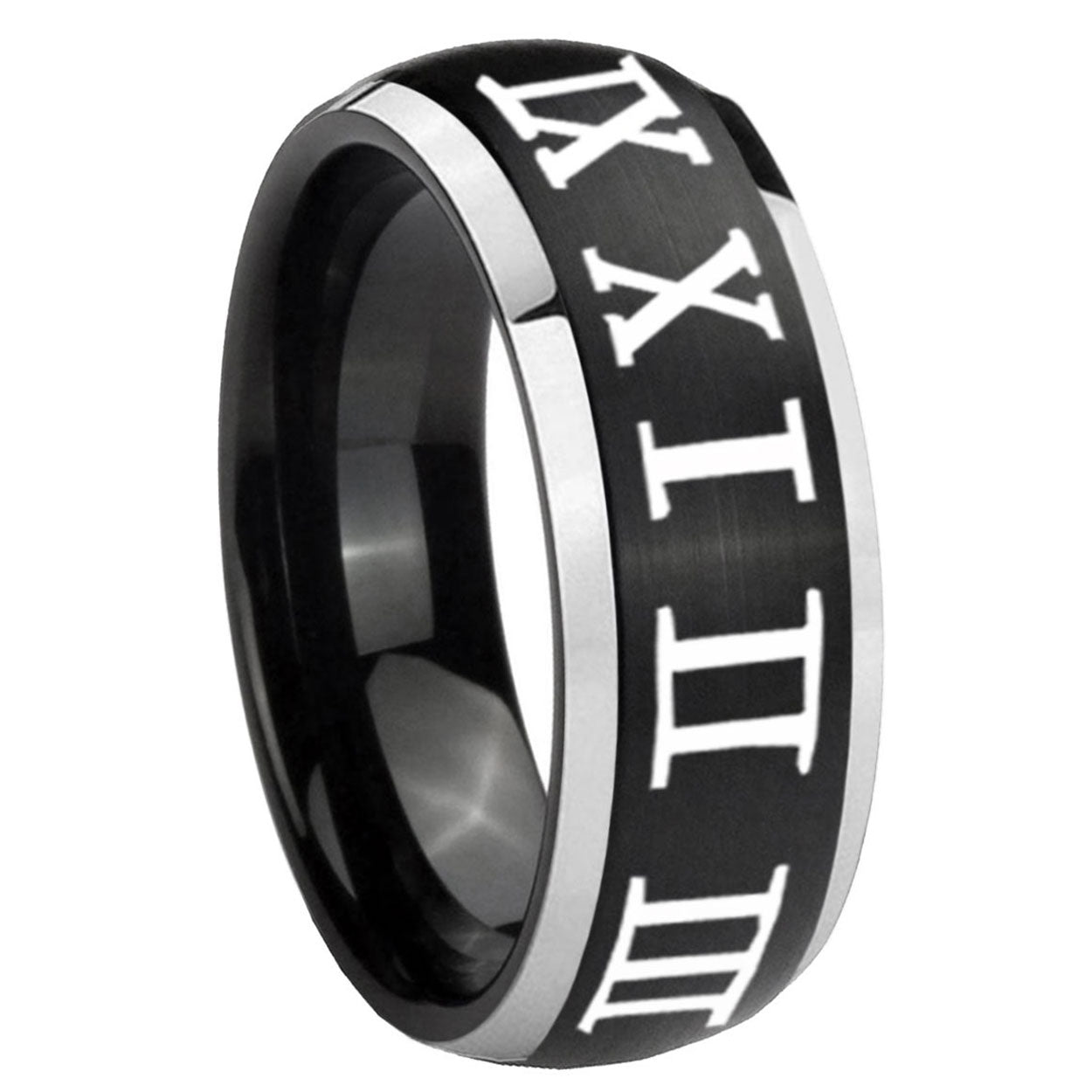 Etched Tribal Pattern Tungsten Carbide Engagement Ring Set