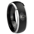 8mm Fleur-De-Lis Dome Brushed Black 2 Tone Tungsten Ring