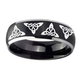8mm-Celtic-Triangles-Dome-Brushed-Black-2-Tone-Tungsten-Mens-Wedding-Ring