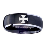 8mm-Maltese-Cross-Dome-Brushed-Black-2-Tone-Tungsten-Carbide-Engagement-Ring
