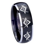 8mm-Master-Mason-Masonic--Dome-Brushed-Black-2-Tone-Tungsten-Rings-for-Men