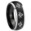 8mm Master Mason Masonic Dome Black 2 Tone Tungsten Ring