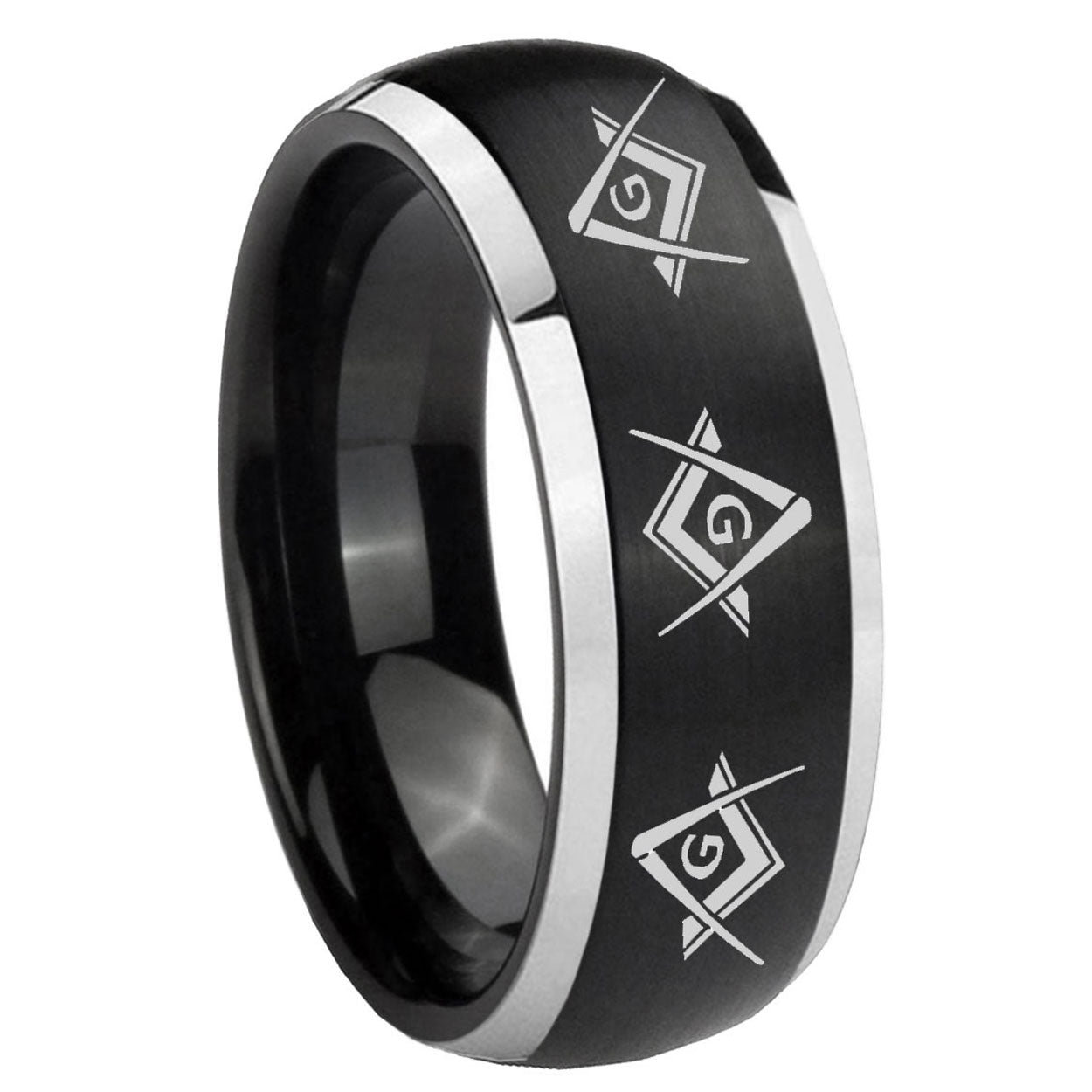 Flat Christian Cross Tungsten Carbide Engagement Ring Set