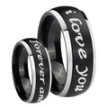 8mm I Love You Forever ever Dome Black 2 Tone Tungsten Ring