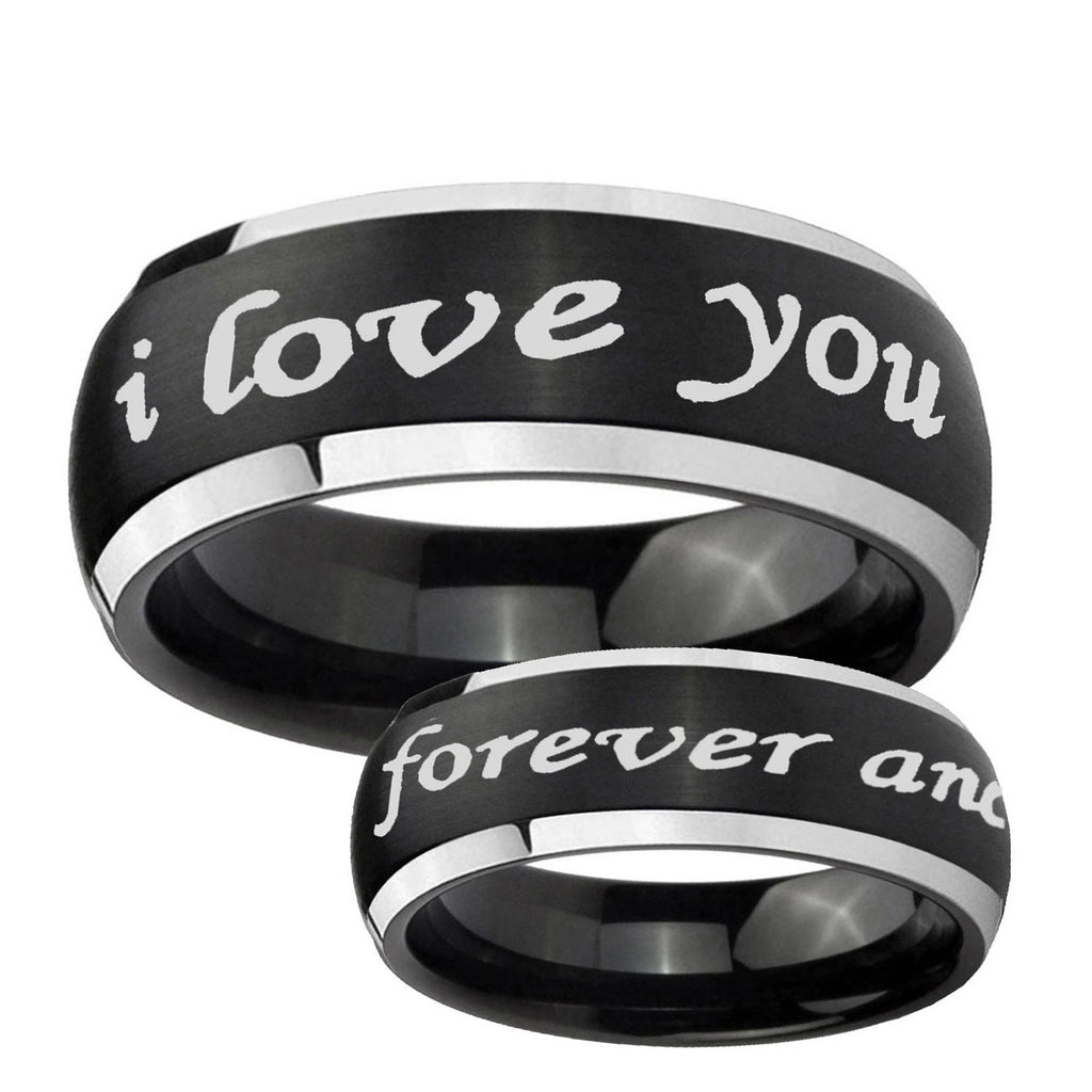 5mm I Love You Forever ever Dome Black 2 Tone Tungsten Ring