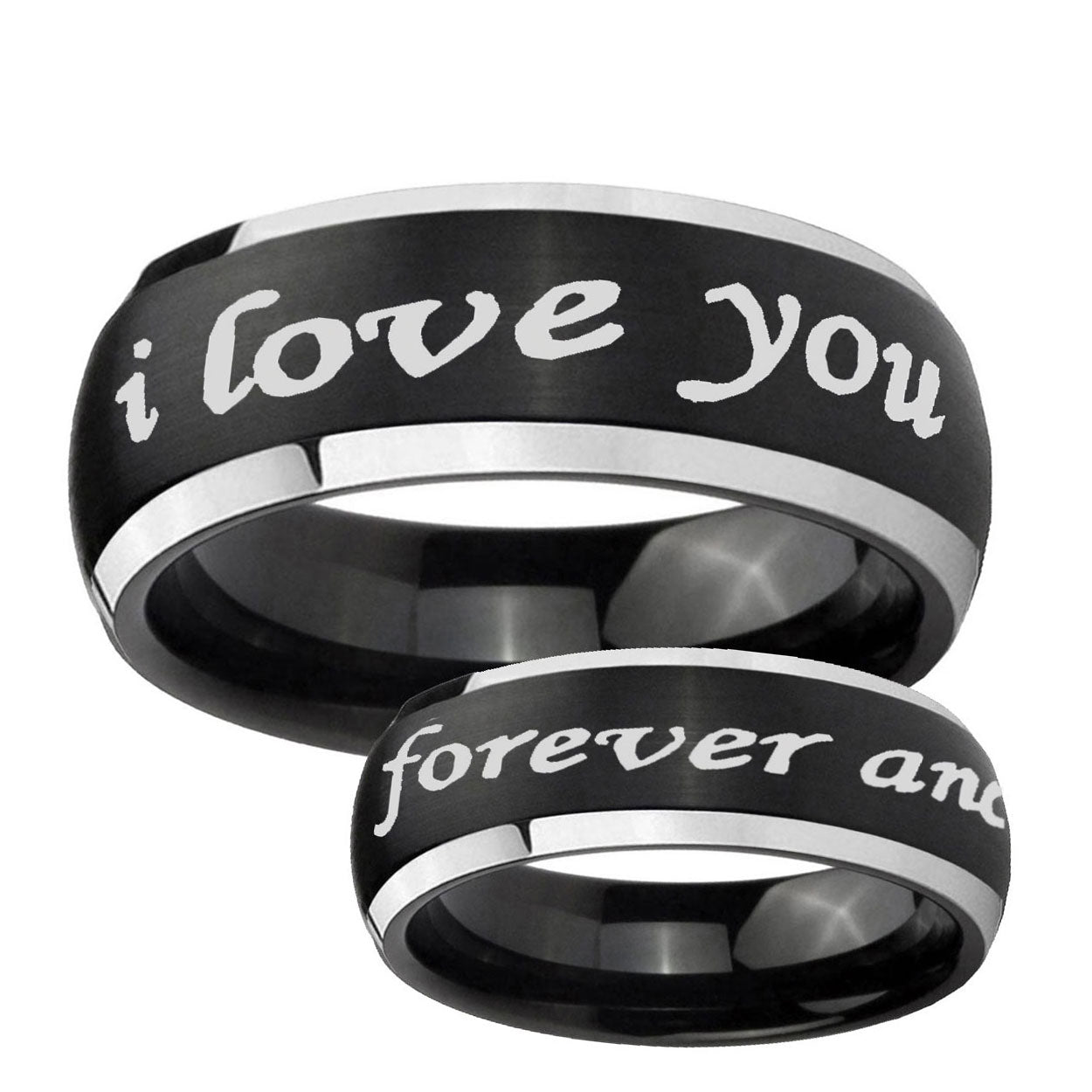 5mm I Love You Forever ever Dome Black 2 Tone Tungsten Ring
