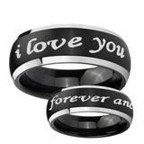 5, 8mm I Love You Forever and ever Dome Brushed Black 2 Tone Tungsten Engraved Ring