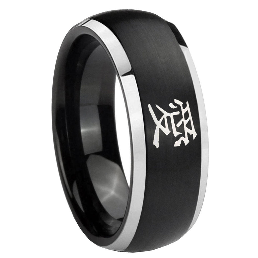 Flat Christian Cross Tungsten Carbide Matching Ring Set