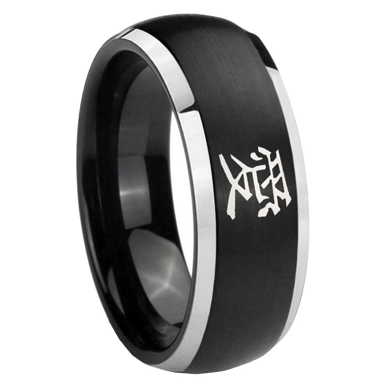 Flat Christian Cross Tungsten Carbide Matching Ring Set