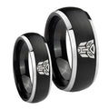 Transformers Autobot Dome Brushed Black 2 Tone Tungsten Mens Band Set