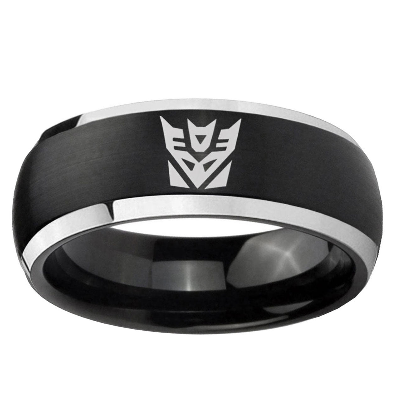 5mm Decepticon Transformers Dome Black 2 Tone Tungsten Ring