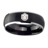 8mm-Chief-Master-Sergeant-Vector-Dome-Brushed-Black-2-Tone-Tungsten-Bands-Ring