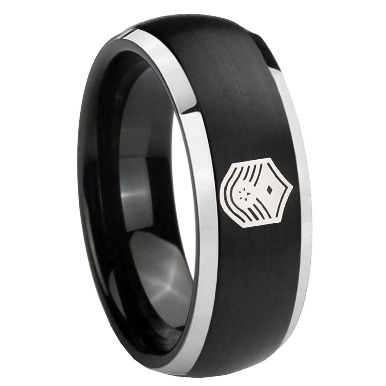 8mm Chief Master Sergeant Vector Dome Black 2 Tone Tungsten Band
