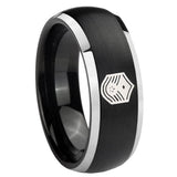 8mm Chief Master Sergeant Vector Dome Brushed Black 2 Tone Tungsten Bands Ring