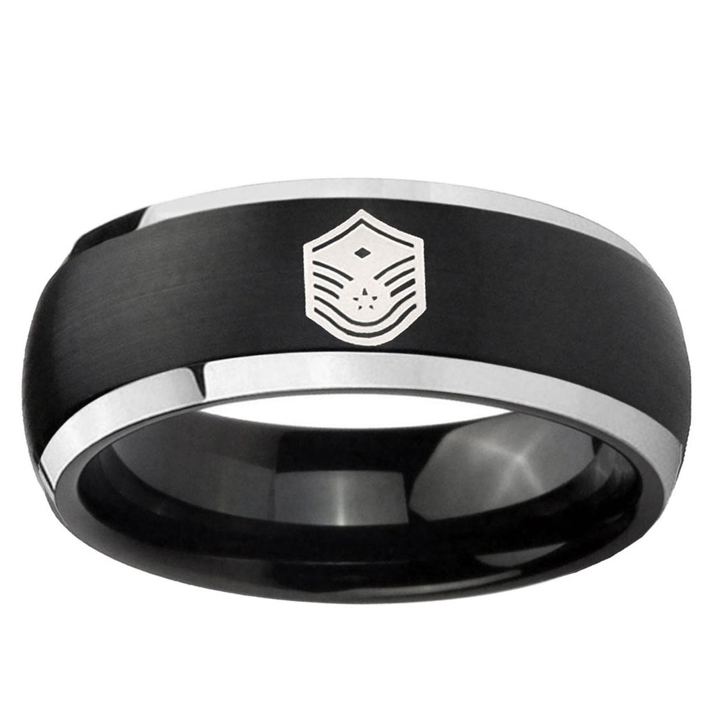 5mm Chief Master Sergeant Vector Dome Black 2 Tone Tungsten Band