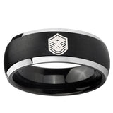 5, 8mm Chief Master Sergeant Vector Dome Brushed Black 2 Tone Tungsten Bands Ring