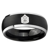 5, 8mm Army Sergeant Major Dome Brushed Black 2 Tone Tungsten Mens Promise Ring